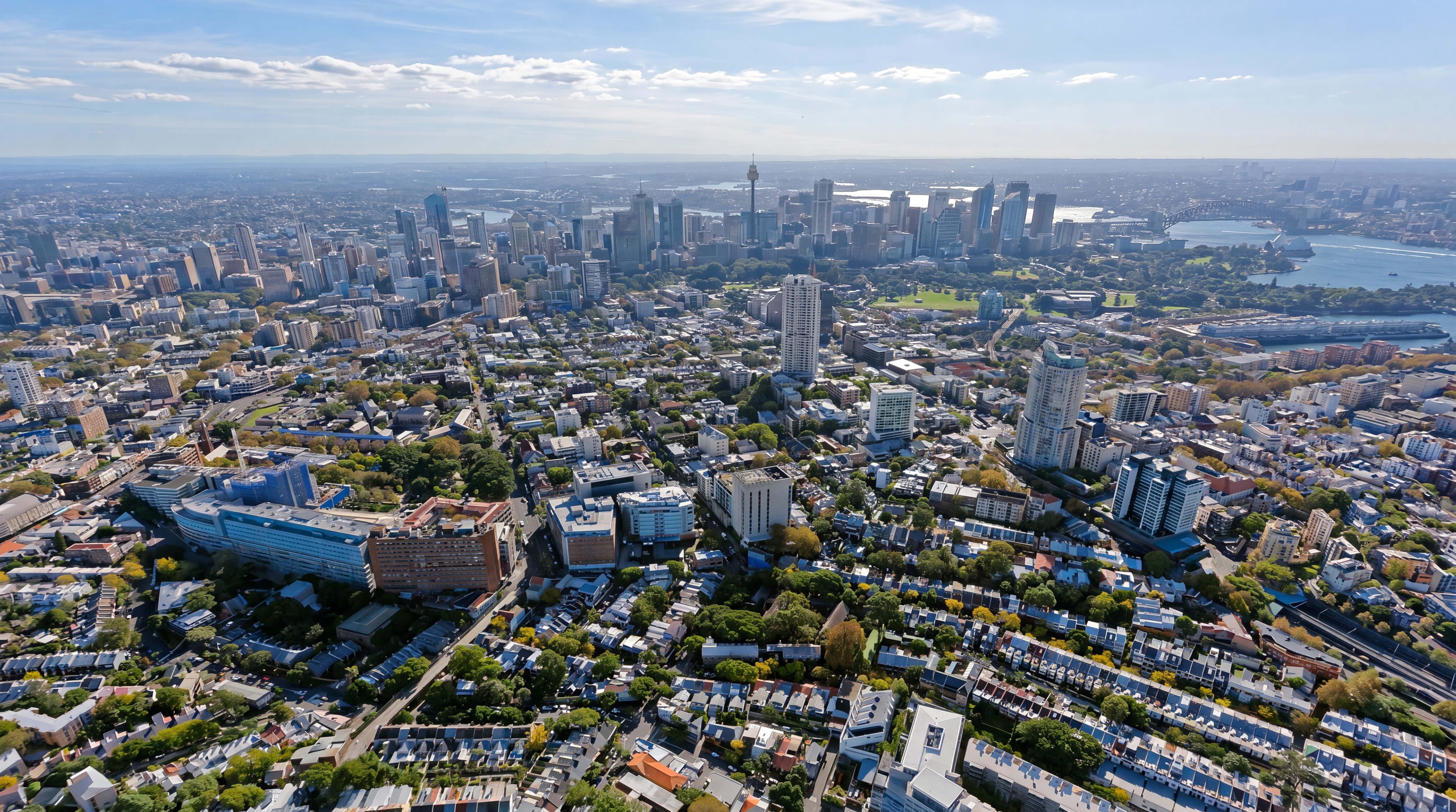 Aerial view of Darlinghurst, Sydney